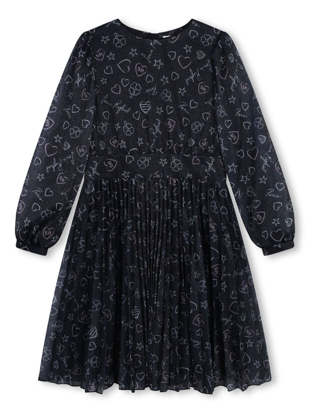SONIA RYKIEL ENFANT 图案印花亮片金葱缀饰连衣裙 - 黑色