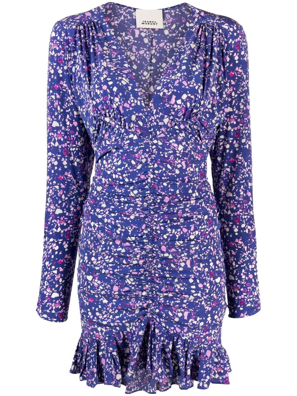 ISABEL MARANT 花卉印花荷叶边迷你连衣裙 - 蓝色