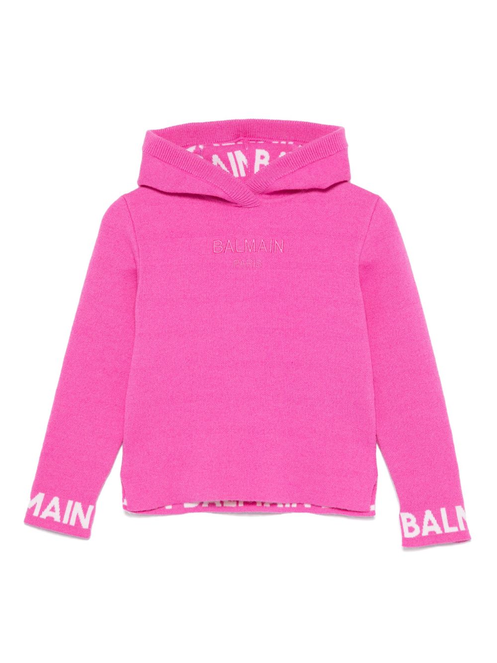 Balmain Kids logo提花连帽衫 - 粉色