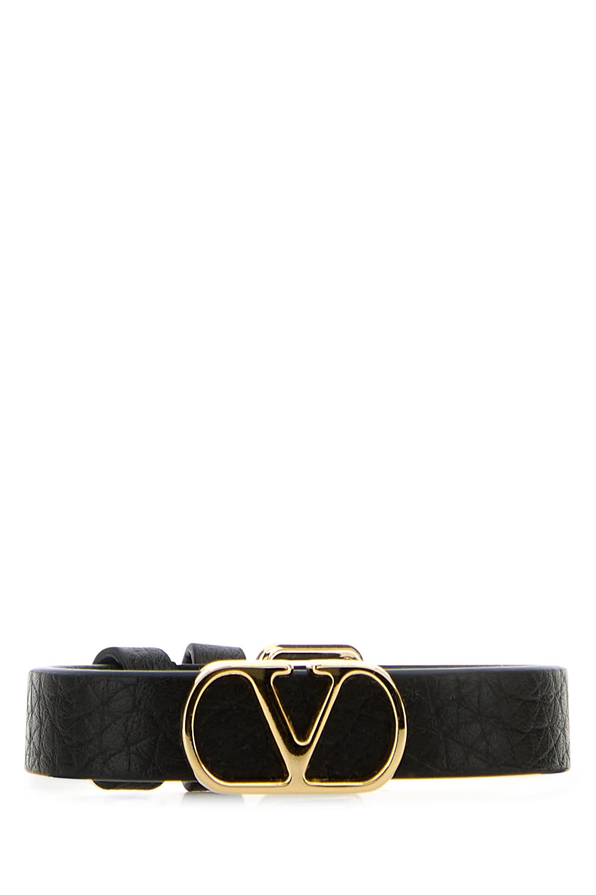 Valentino Garavani Black Leather Vlogo Bracelet