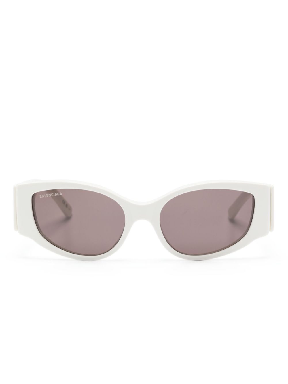 Balenciaga Eyewear logo印花椭圆框太阳眼镜 - 白色