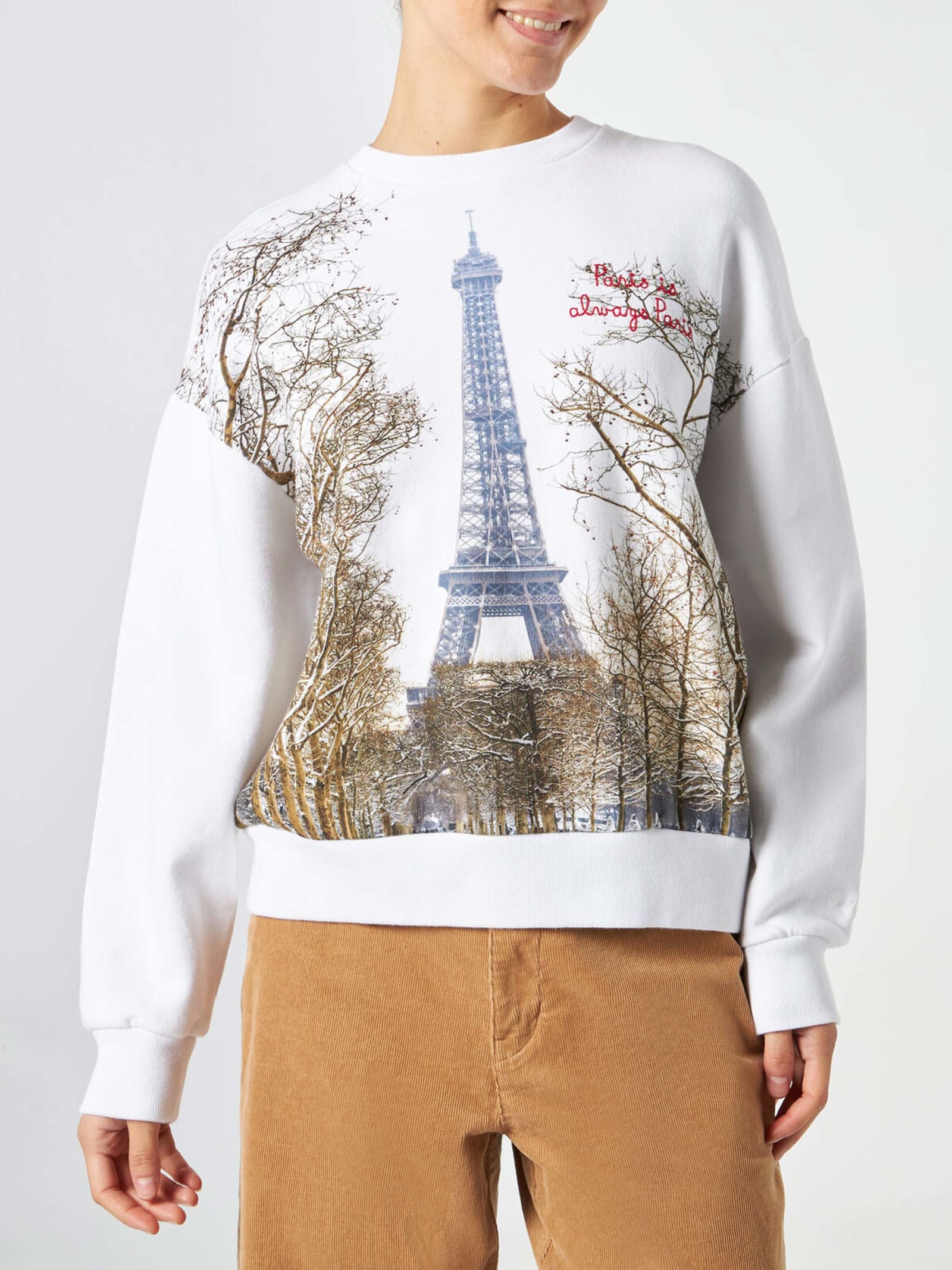 MC2 Saint Barth Woman Fleece Sweatshirt With Paris Postcard Print