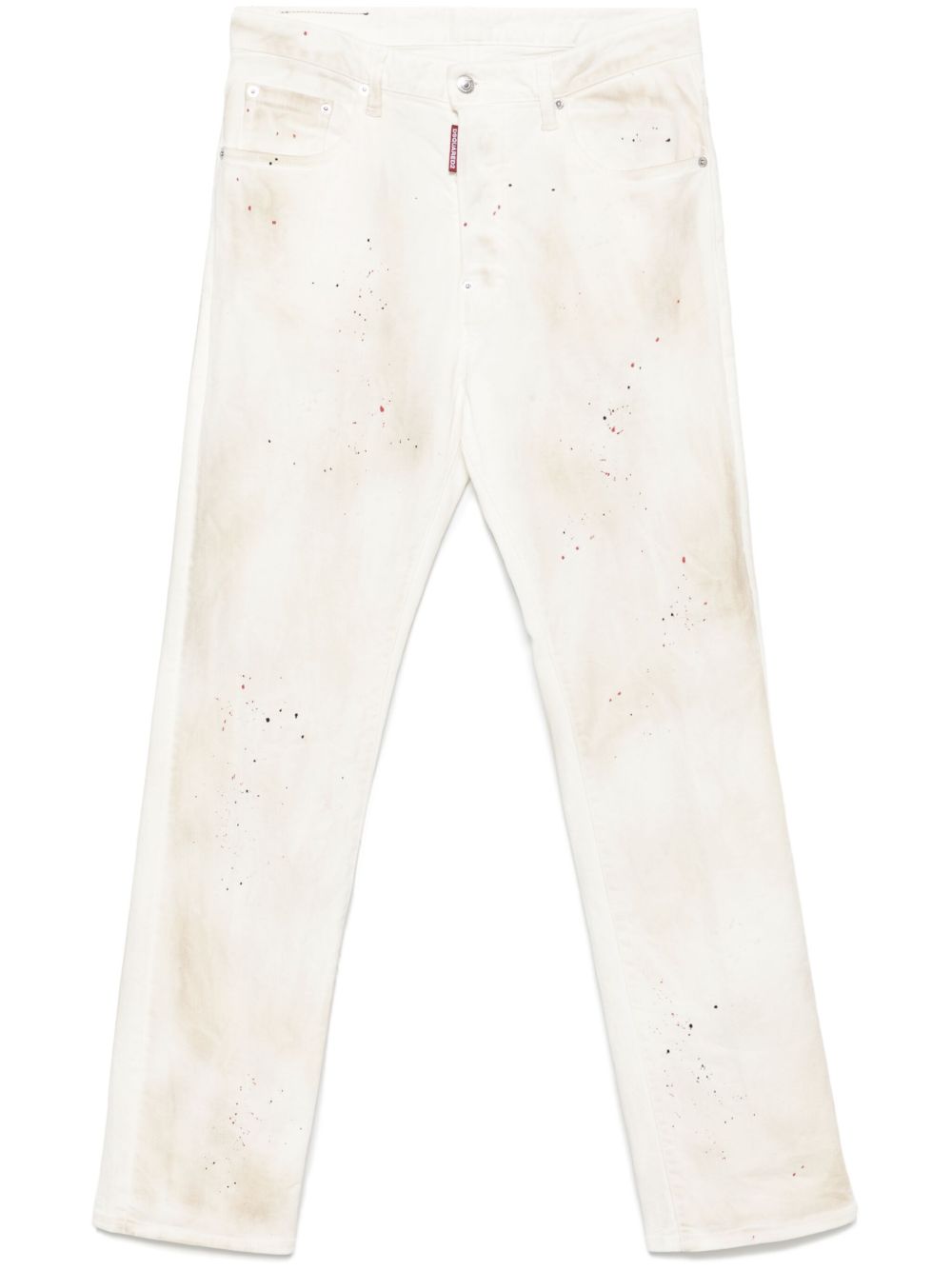 DSQUARED2 泼漆效果牛仔裤 - 白色