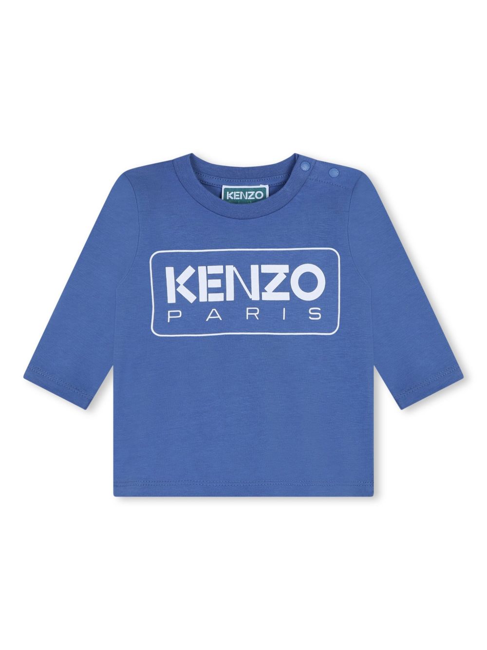 Kenzo Kids logo印花棉T恤 - 蓝色