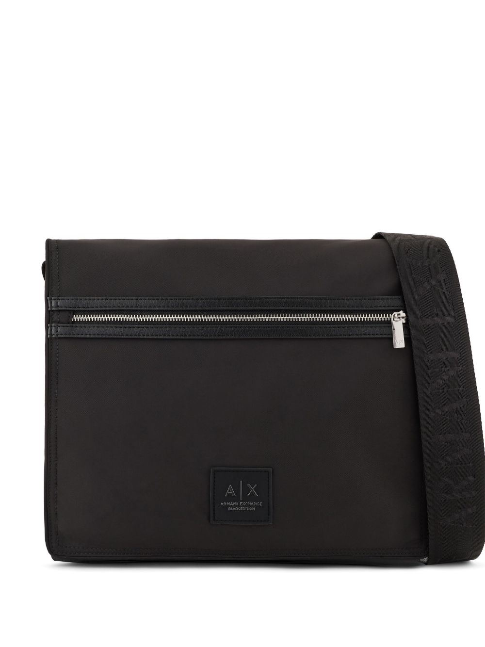 Armani Exchange 标贴单肩包 - 黑色