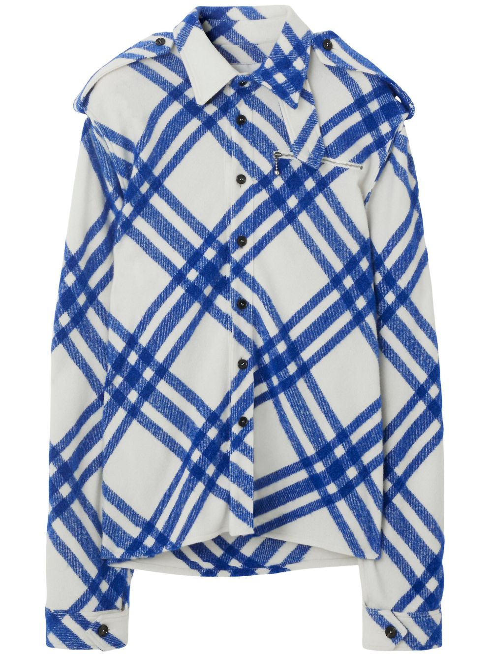 Burberry 格纹排扣衬衫式夹克 - 蓝色