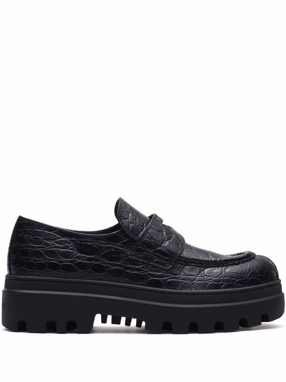 Car Shoe 仿鳄鱼纹莫卡辛鞋 - 黑色