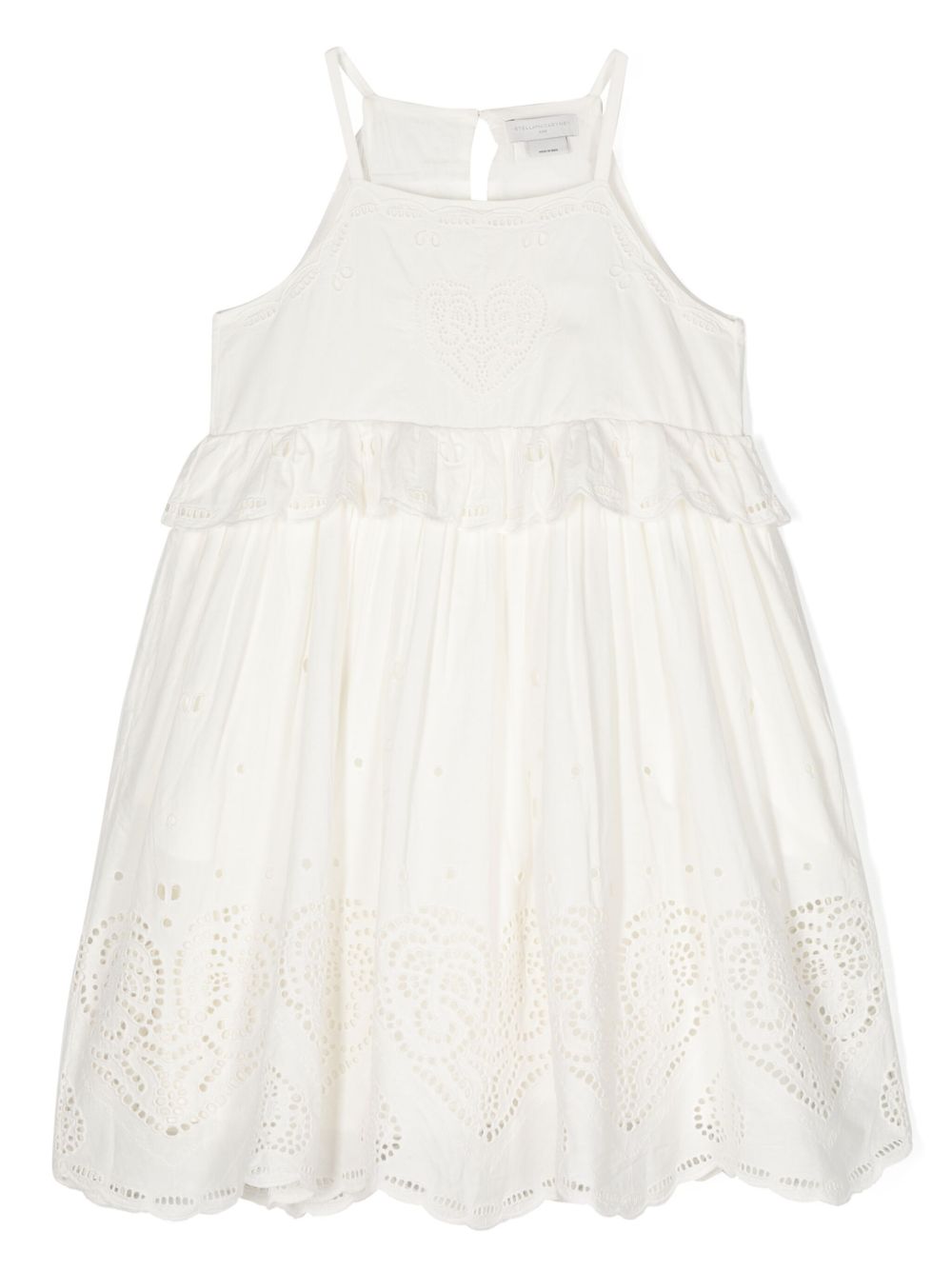 Stella McCartney Kids 马德拉刺绣棉连衣裙 - 中性色