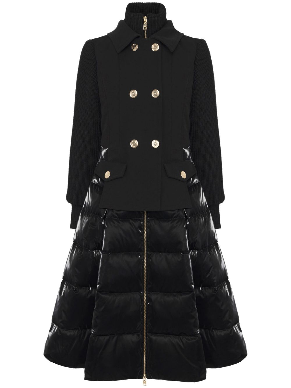 Elisabetta Franchi 分层式A字填充外套 - 黑色
