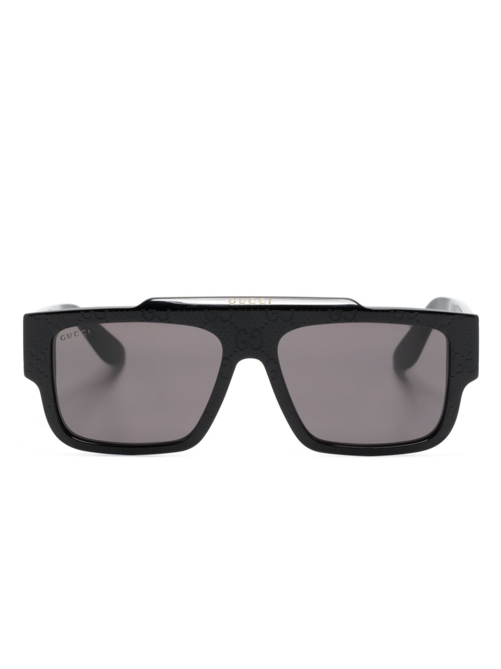 Gucci Eyewear GG 经典logo长方形框太阳眼镜 - 灰色