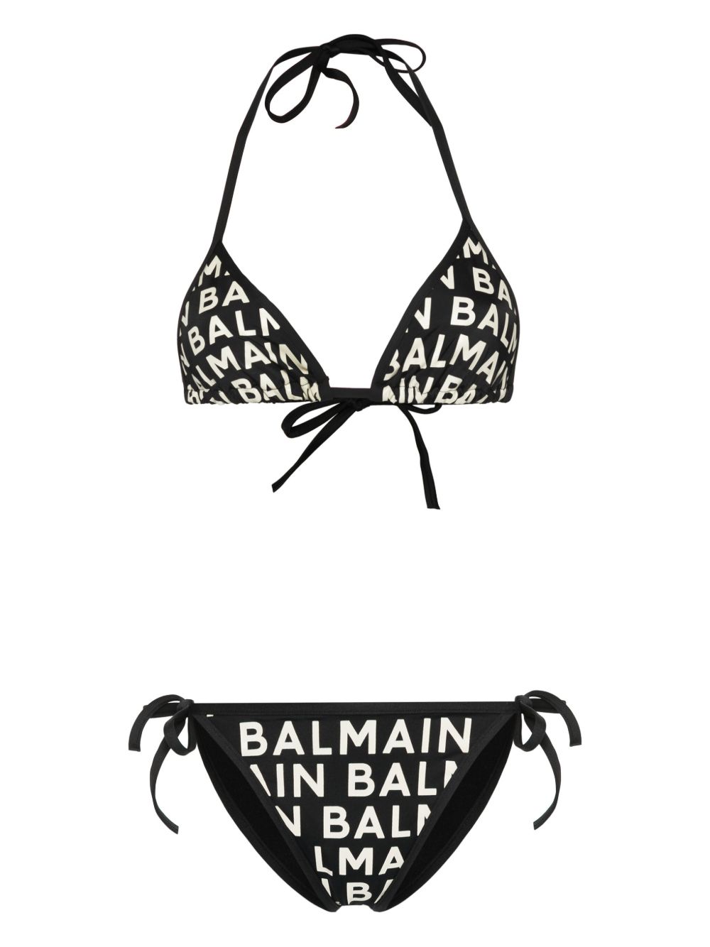 Balmain logo印花比基尼套装 - 黑色