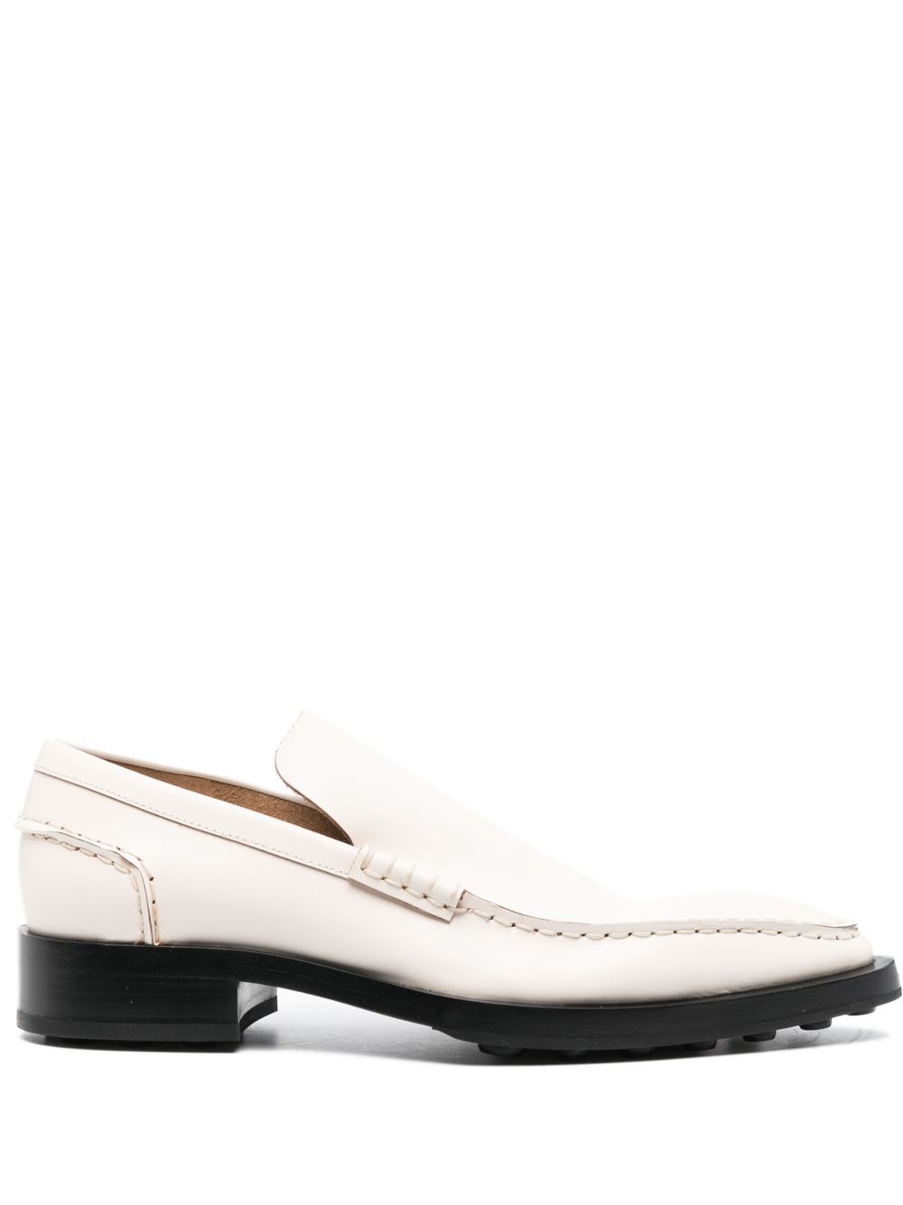 Jil Sander 尖头皮质乐福鞋 - 白色