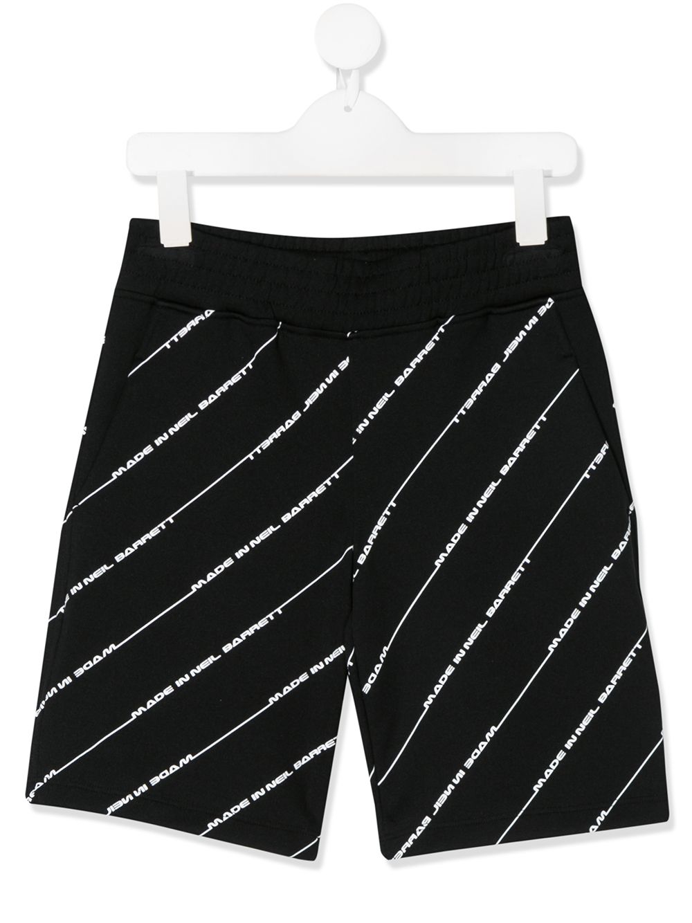 Neil Barrett Kids logo条纹短裤 - 黑色