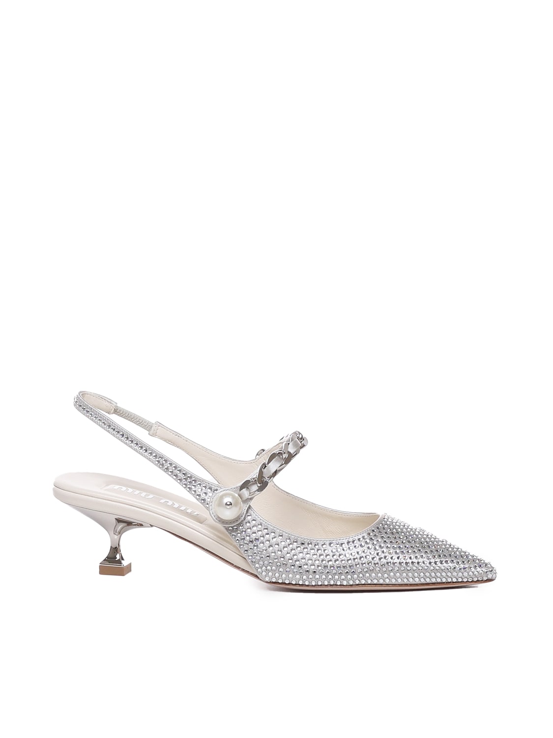 Miu Miu Silk Blend Slingback With Applications
