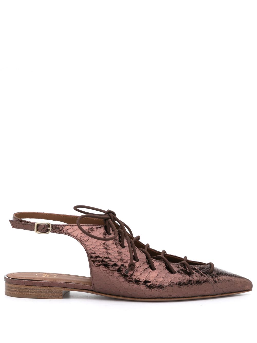 Malone Souliers Alessandra 系带金属感裹踝鞋 - 褐色