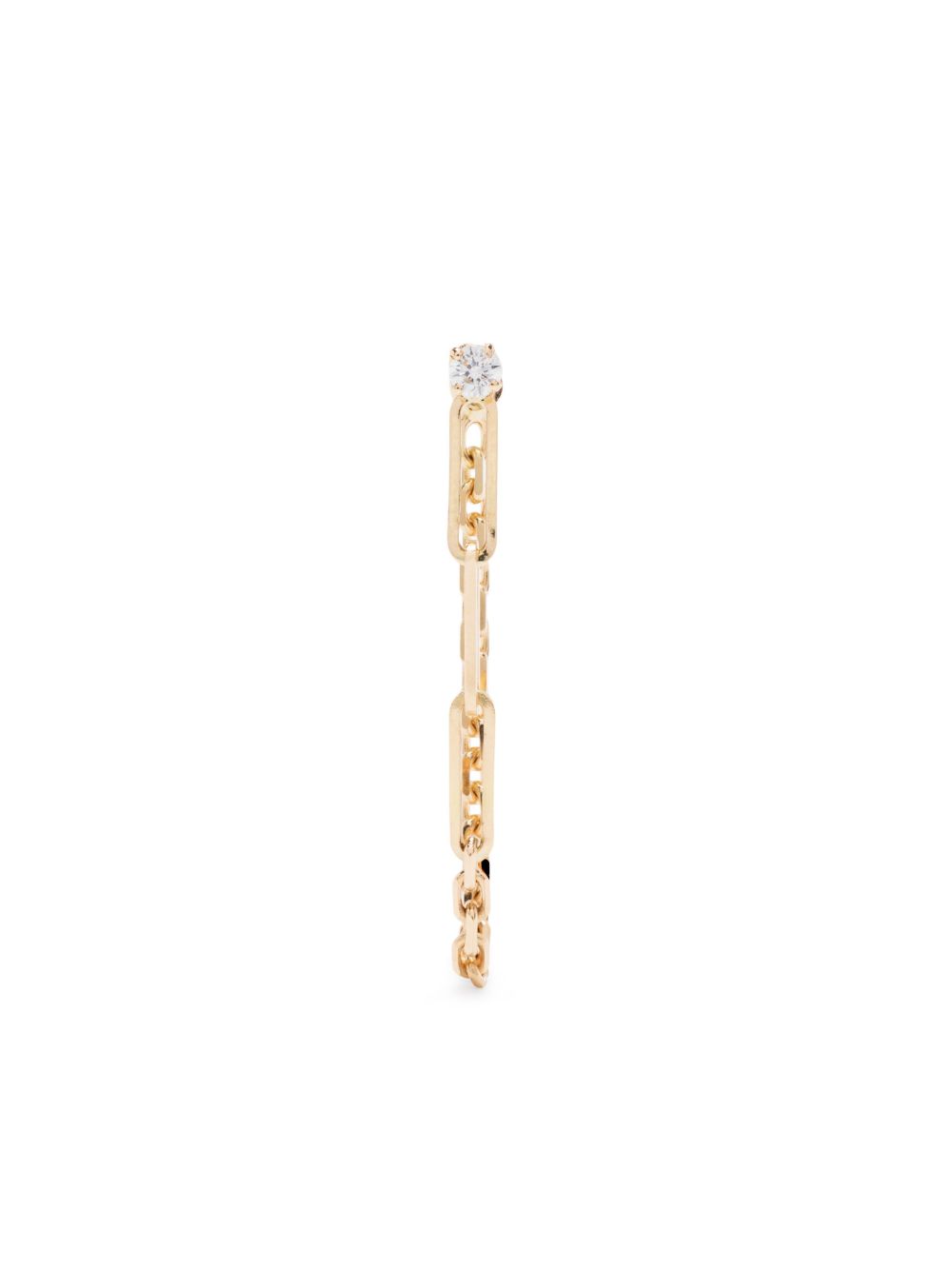 Yvonne Léon Solitaire 18K黄金钻石链式吊饰耳环 - 金色