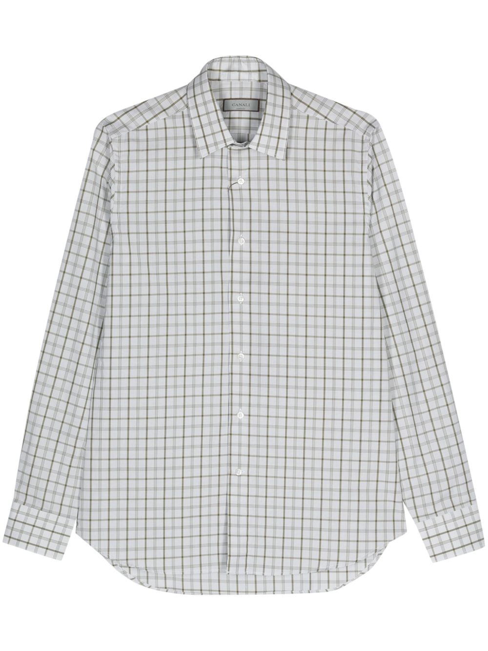 Canali 格纹棉衬衫 - 绿色