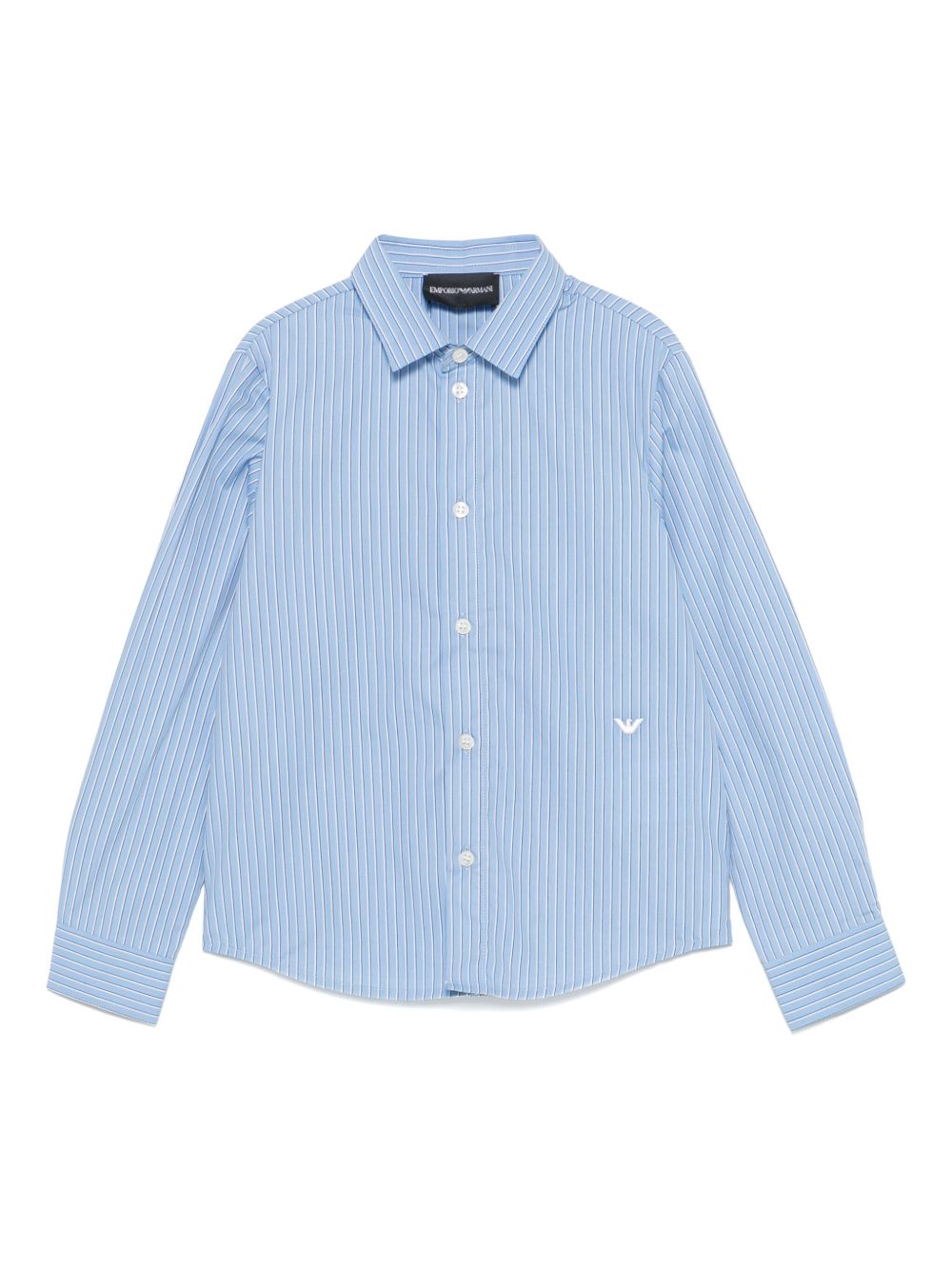 Emporio Armani Kids 条纹衬衫 - 蓝色