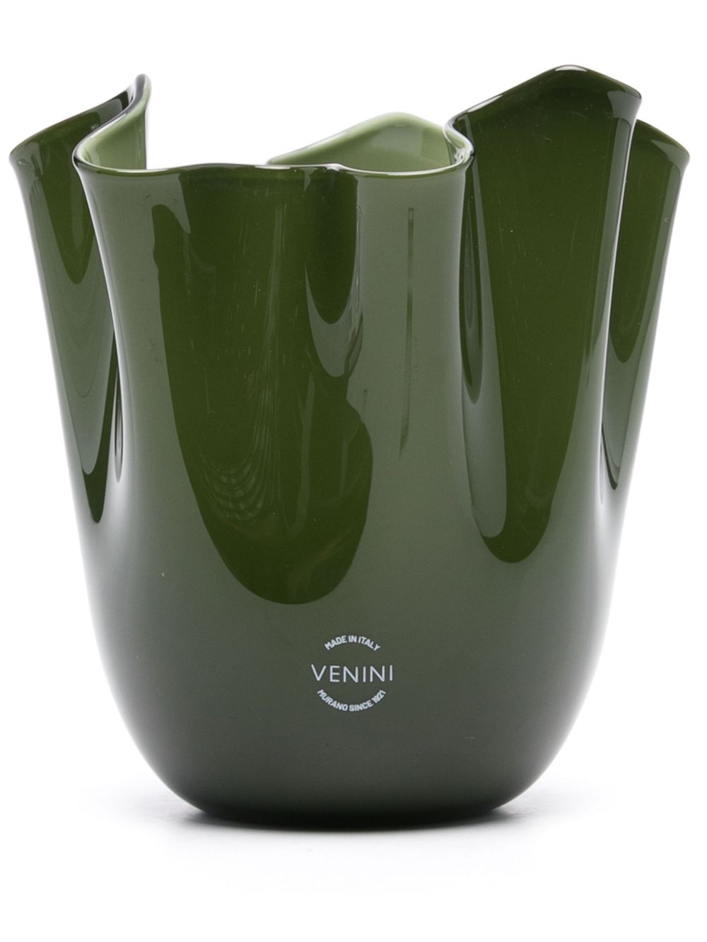 Venini Fazzoletto 陶瓷花瓶（14,5厘米 x 12厘米） - 绿色