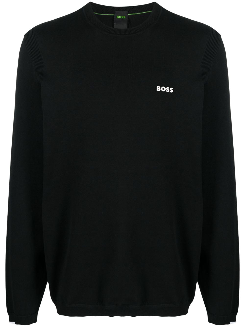 BOSS logo印花棉质混纺毛衣 - 黑色