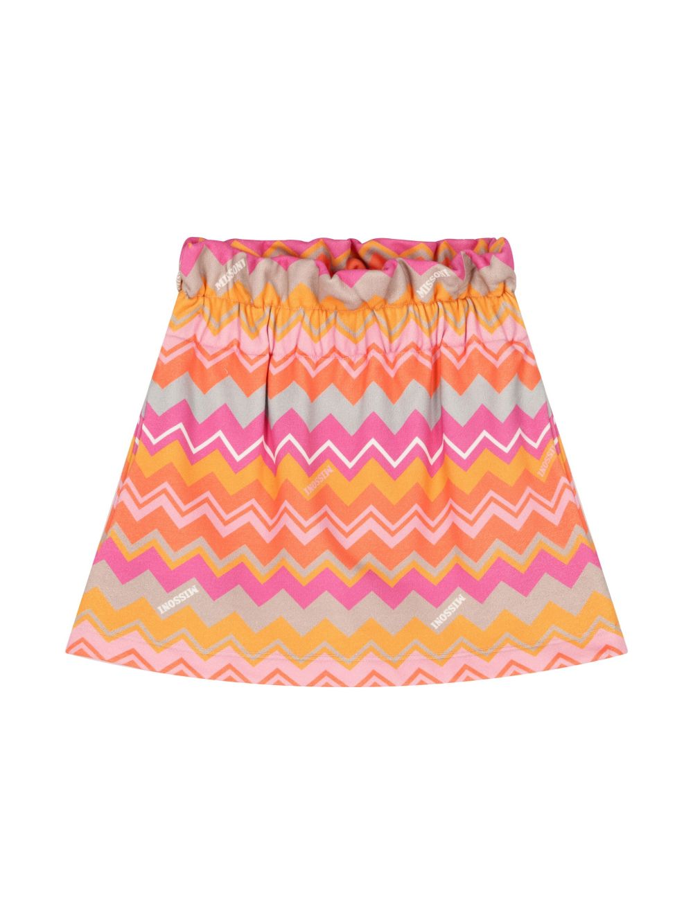 Missoni Kids Z字形图案印花半身裙 - 橘色