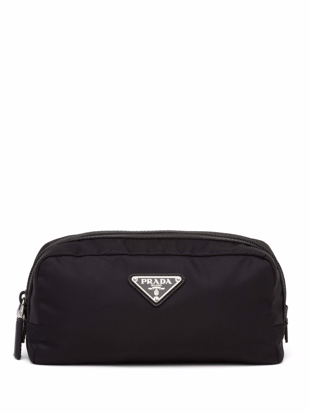 Prada logo标牌洗漱包 - 黑色