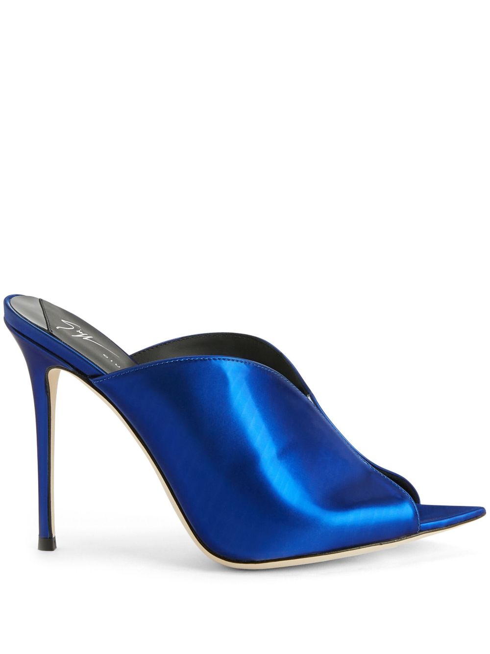 Giuseppe Zanotti Intriigo Muse 金属感高跟穆勒鞋 - 蓝色
