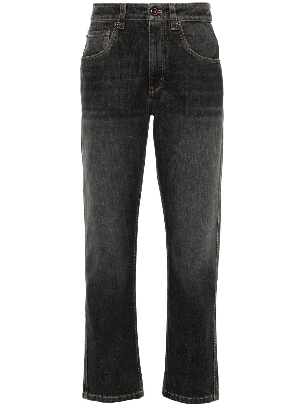 Brunello Cucinelli Monili 珠饰细节棉牛仔裤 - 灰色