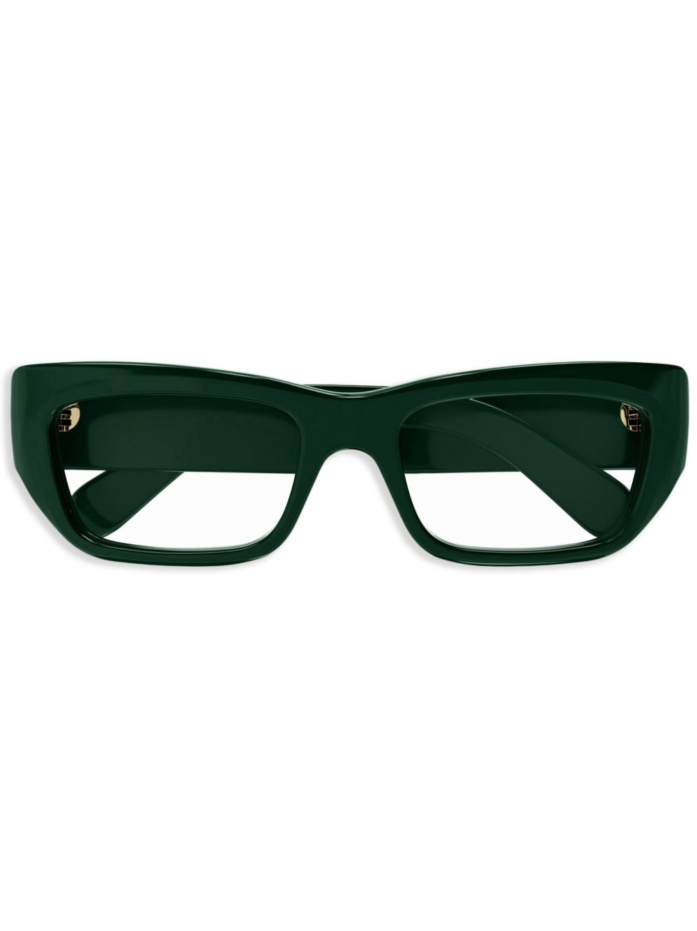 Gucci Eyewear logo标牌长方形镜框眼镜 - 绿色