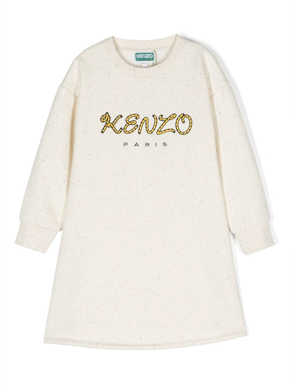 Kenzo Kids logo印花棉连衣裙 - 中性色