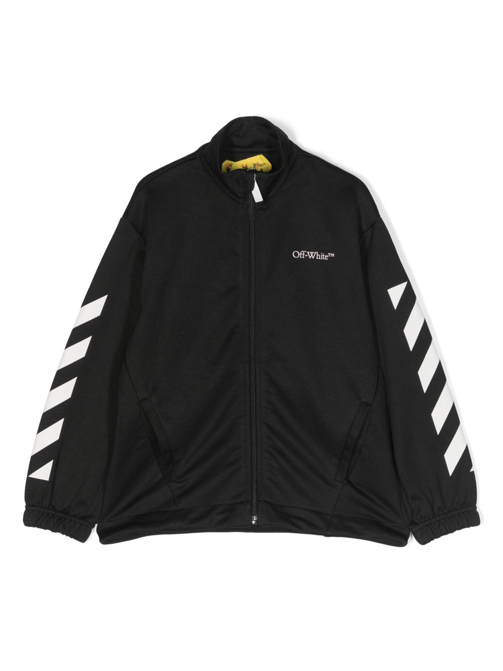 Off-White Kids logo印花拉链卫衣 - 黑色