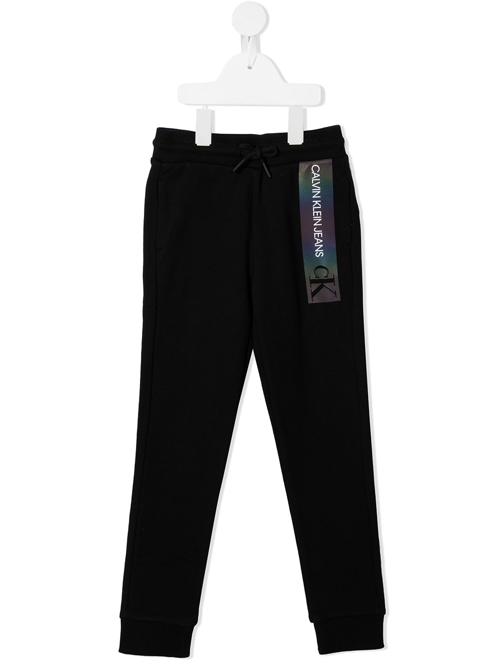 Calvin Klein Kids 虹彩logo印花运动裤 - 黑色