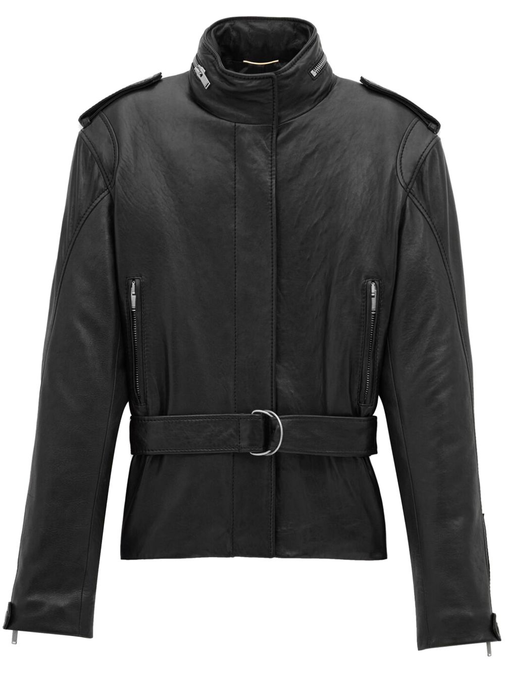 Saint Laurent 皮夹克 - 黑色