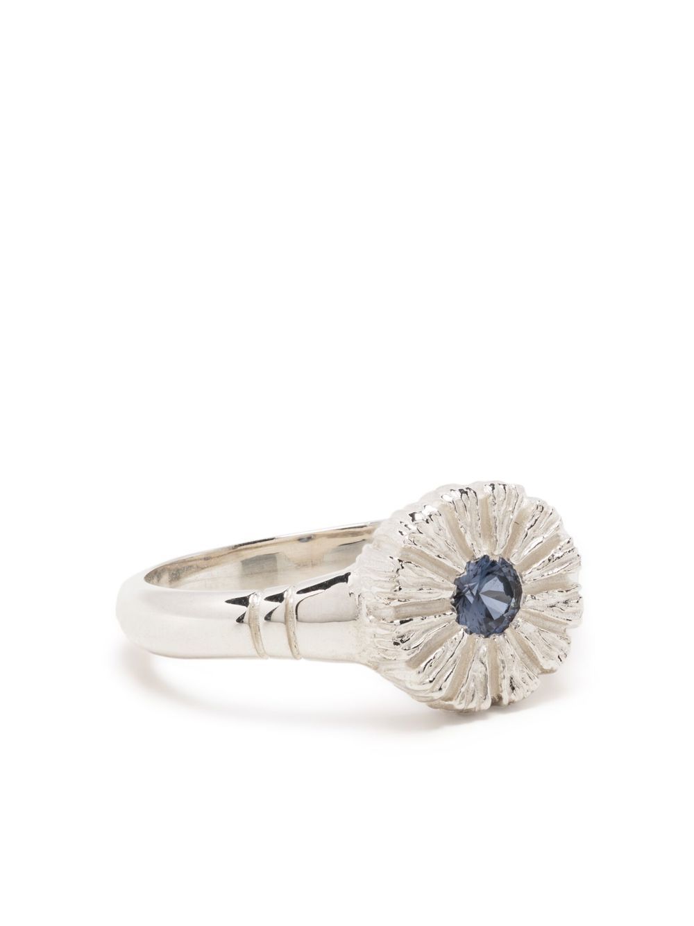 Bleue Burnham Flower Press 纯银戒指 - 银色