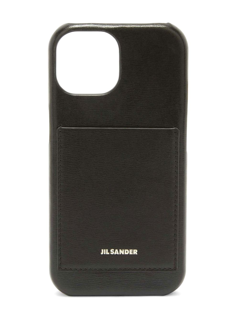 Jil Sander logo压纹皮质手机壳 - 黑色