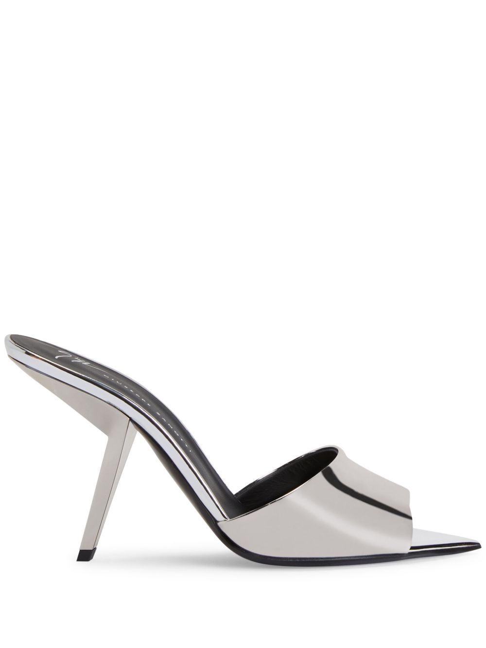 Giuseppe Zanotti Mystero 高跟皮质穆勒鞋 - 银色