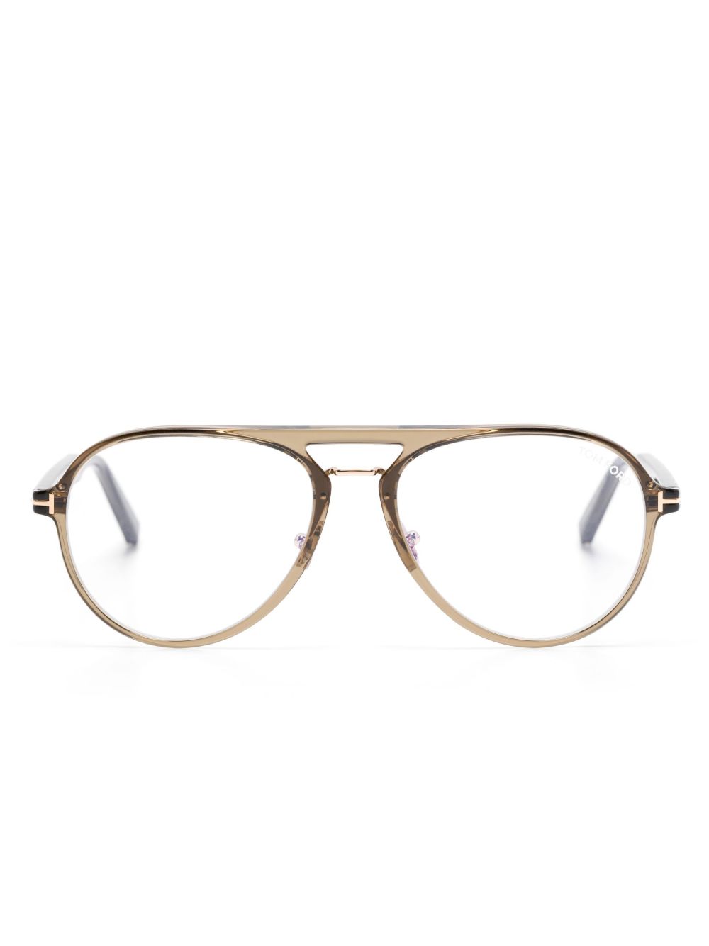 TOM FORD Eyewear 飞行员镜框眼镜 - 绿色
