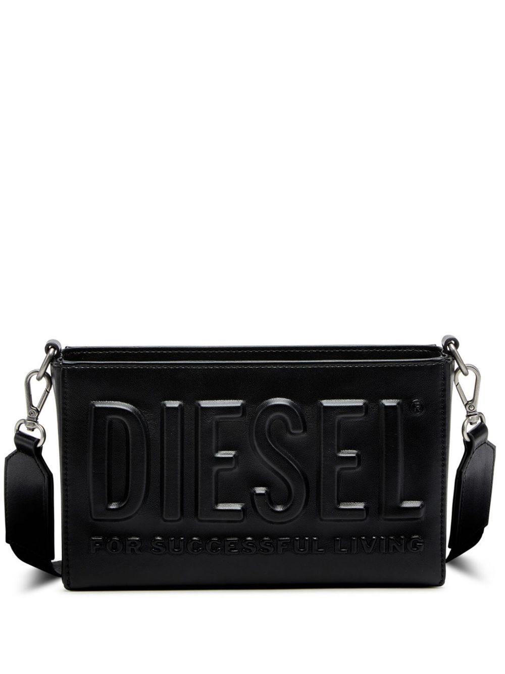 Diesel DSL 3D logo压纹单肩包 - 黑色