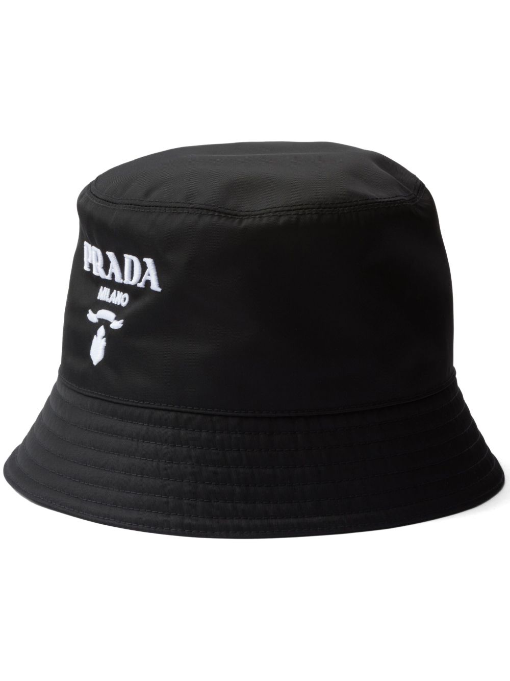 Prada logo刺绣渔夫帽 - 黑色