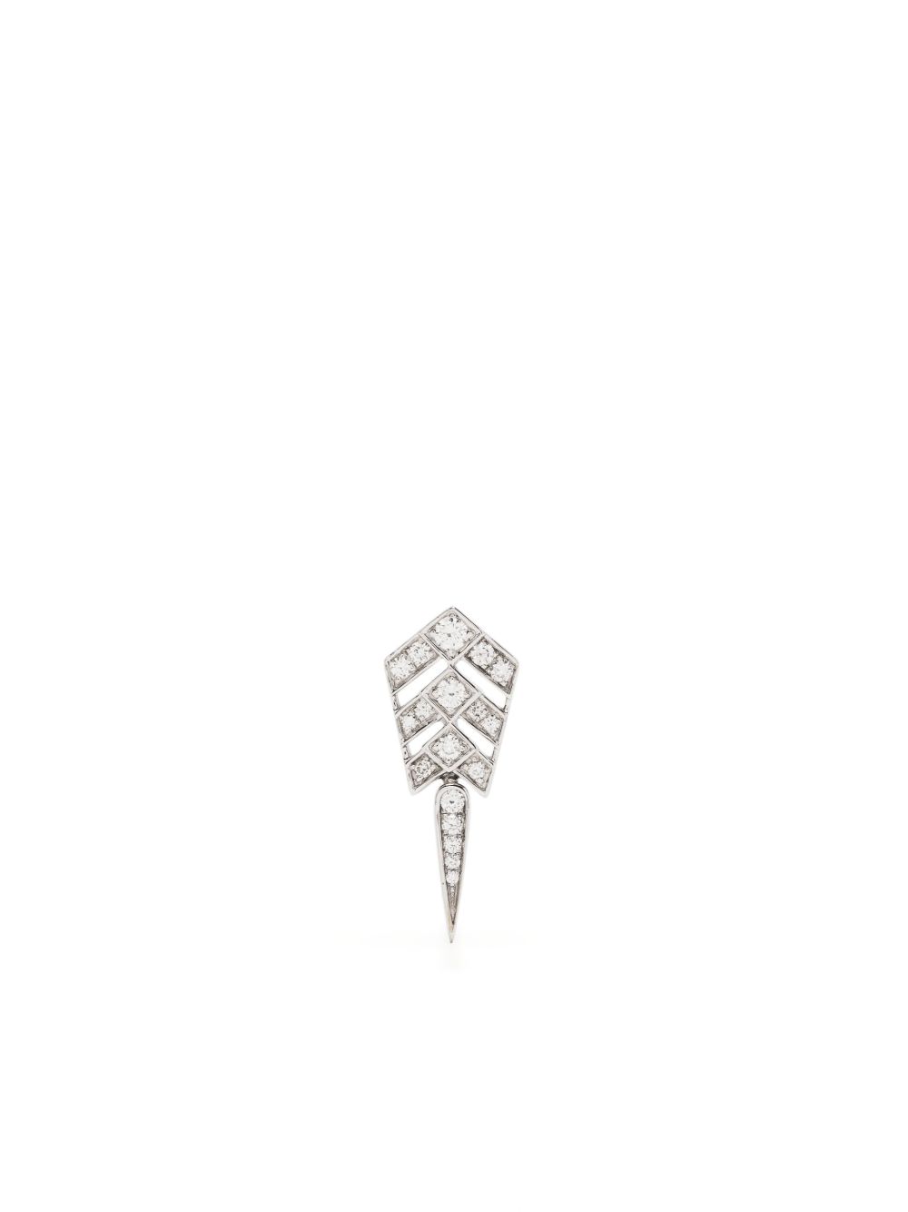 STATEMENT PARIS Stairway Arrow 钻石吊饰耳环 - 银色