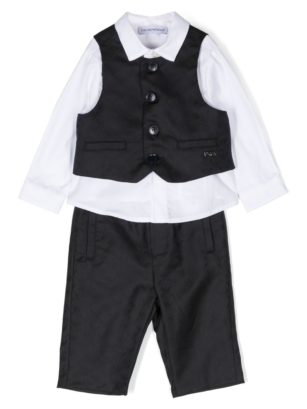 Emporio Armani Kids 三件式西装套装 - 蓝色