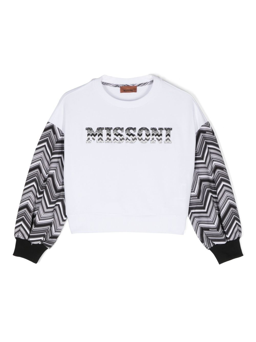 Missoni Kids logo刺绣棉卫衣 - 白色