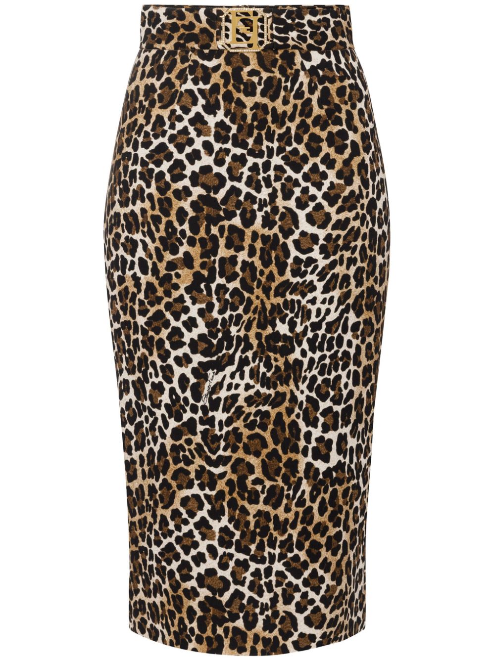 Elisabetta Franchi Animalier 绉纱中长半身裙 - 褐色