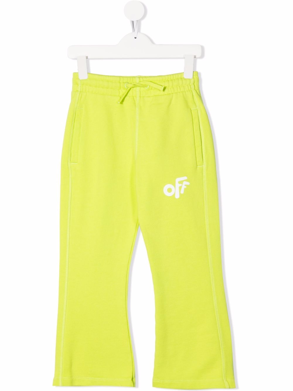 Off-White Kids logo印花喇叭运动裤 - 绿色