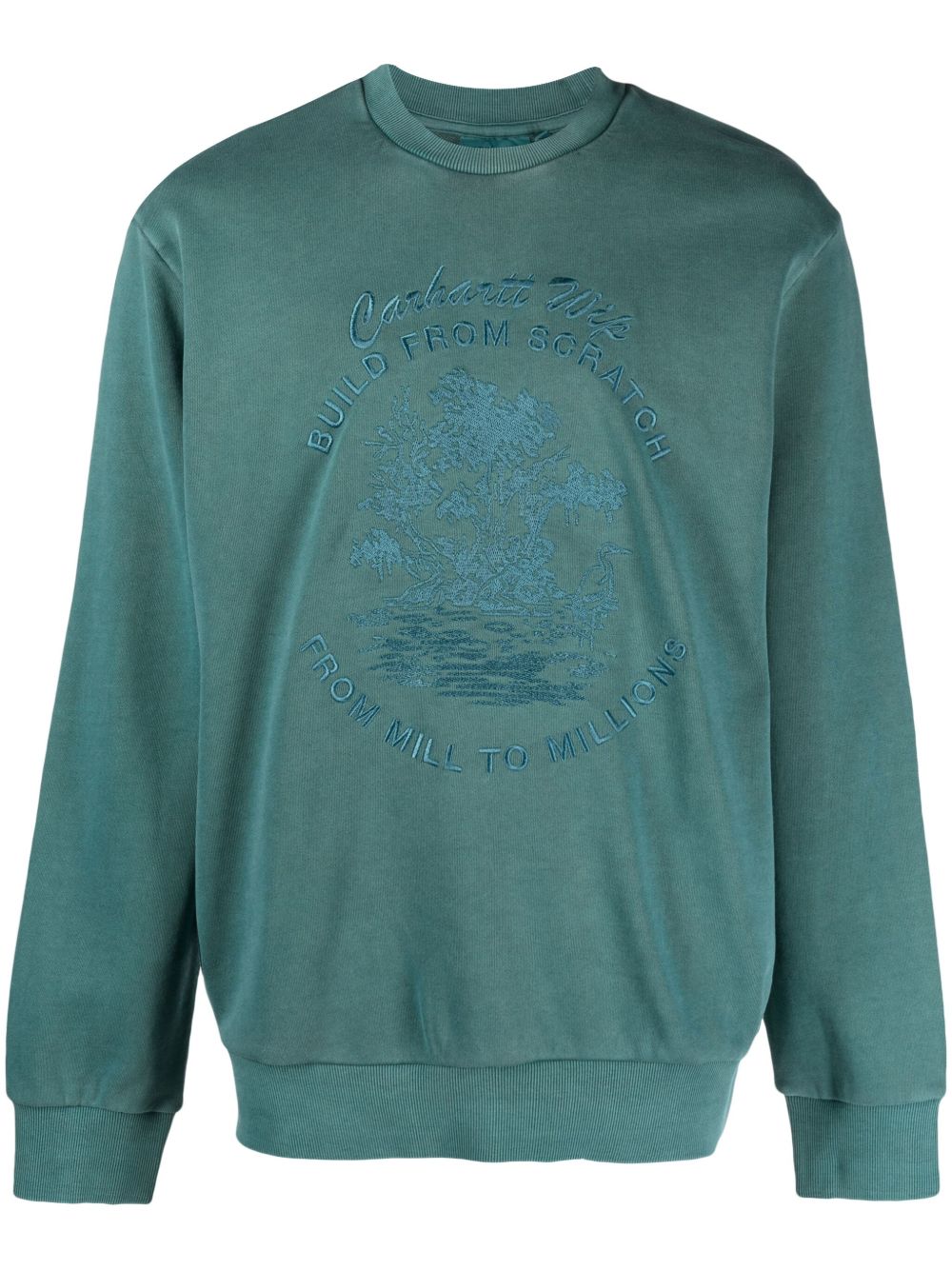 Carhartt WIP logo刺绣棉毛衣 - 绿色