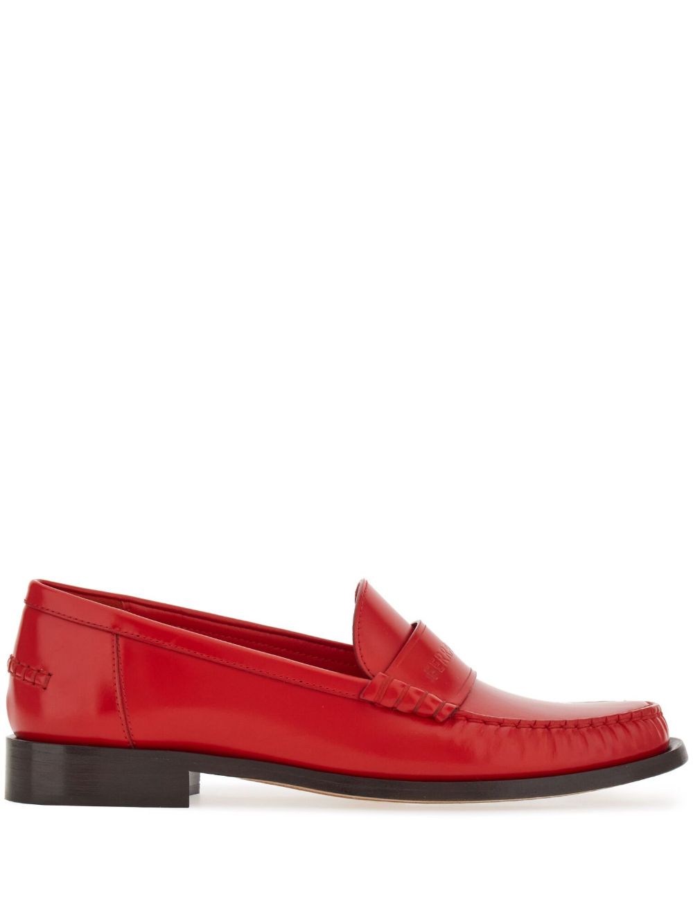 Ferragamo logo压纹皮质乐福鞋 - 红色