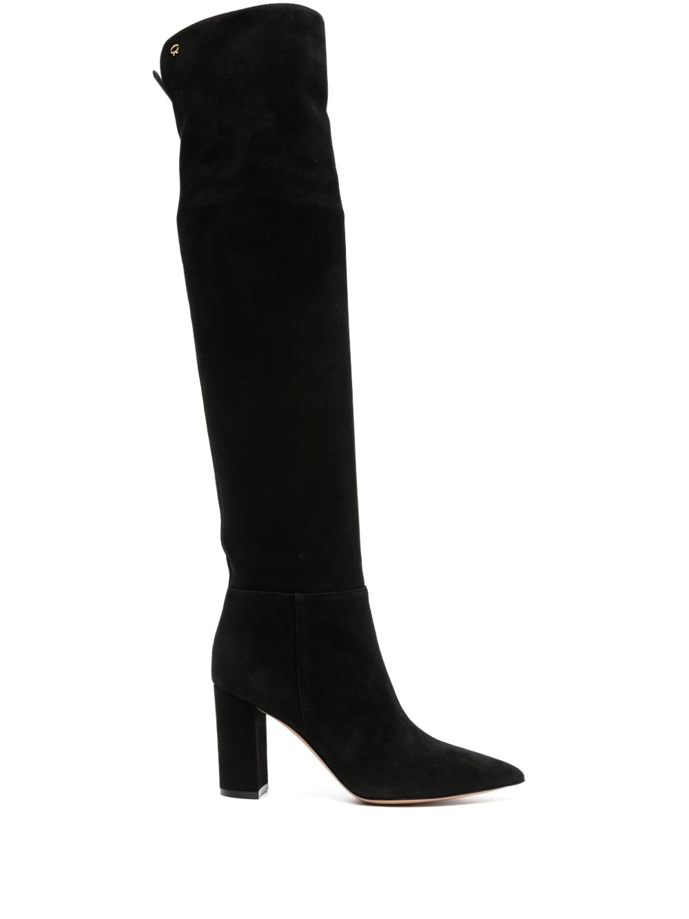 Gianvito Rossi Piper 及膝绒面皮靴 - 黑色