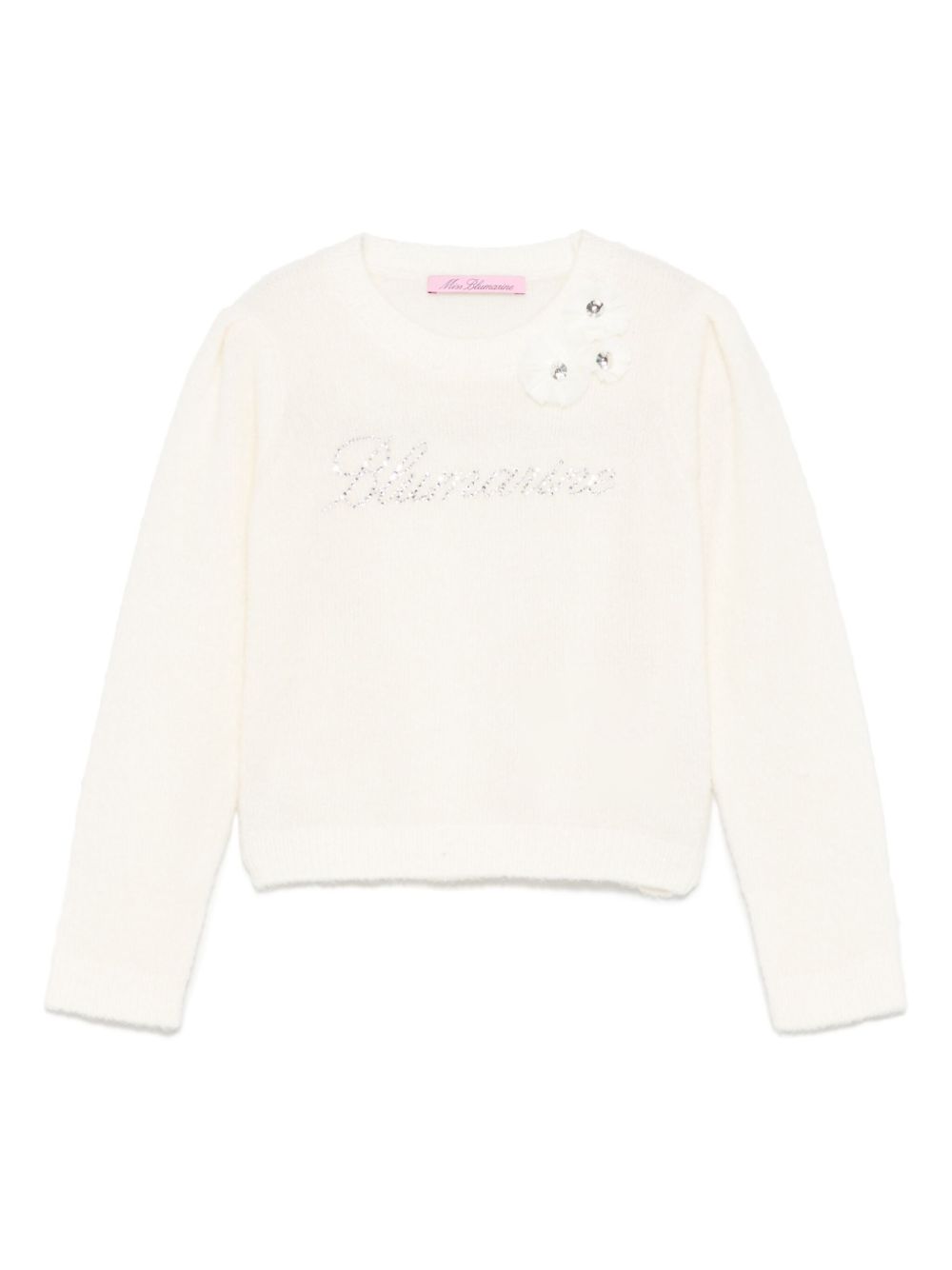 Miss Blumarine logo镶嵌毛衣 - 白色