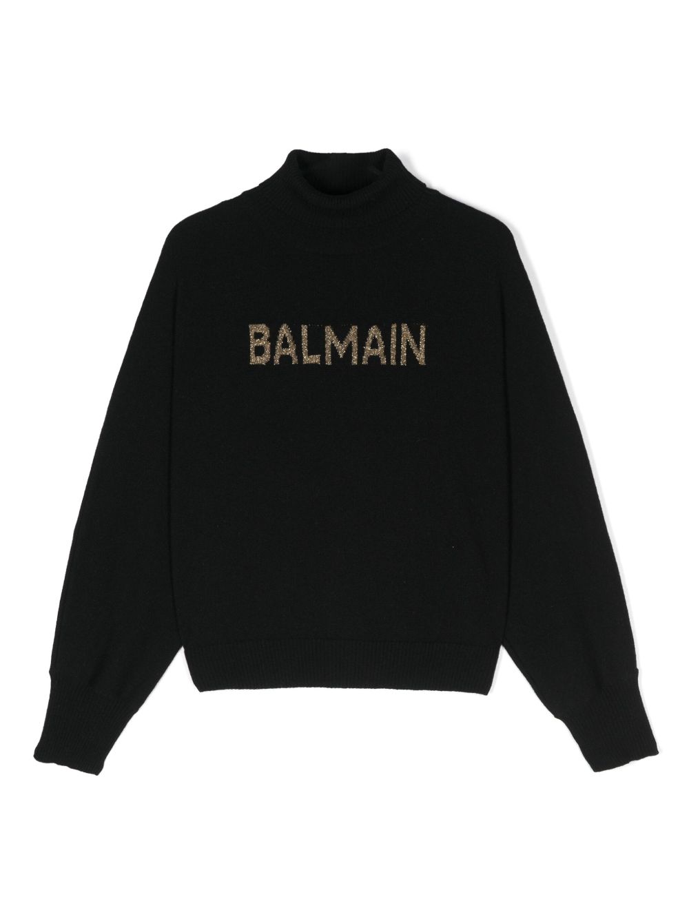 Balmain Kids logo嵌花针织毛衣 - 黑色