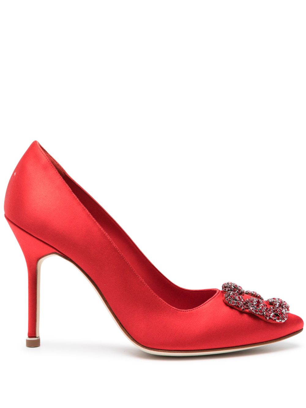 Manolo Blahnik Hangisi 缎面高跟鞋 - 红色